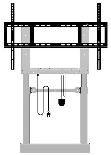 eQSystems eQLiftWall, elektrisch höhenverstellbar, ohne Abdeckung, Hub 660mm, max. Tragkraft 130 kg, inkl. Universal VESA Halterung, 082-1020-235