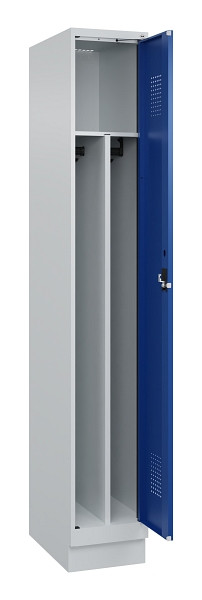 C+P Spind Evolo PLUS, mit Sockel, 1 Abteil, 1950x300x500mm, 7035/5010, Verschluss Zylinderschloss, 049020-10F S10033