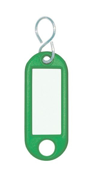 Eichner Schlüsselanhänger aus Kunststoff mit S-Haken, inkl. Beschriftungsetikett, Farbe: Grün, VE: 1 Pack à 100 Stück, 9219-01384-030