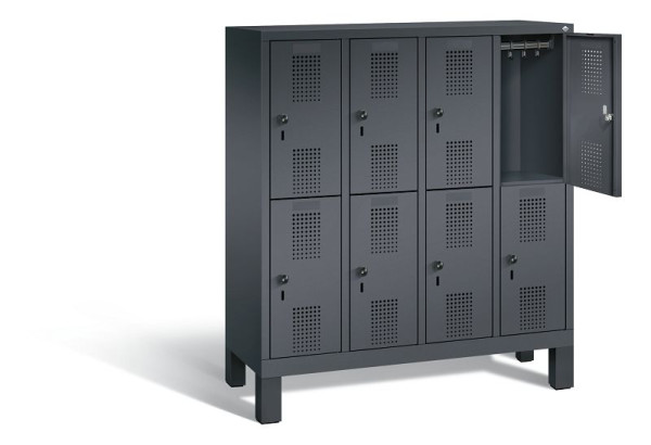 C+P Kindergarten-Spind doppelstöckig Evolo, H1350xB1190xT300mm, Farbe: Schwarzgrau, 483103-40 S10029