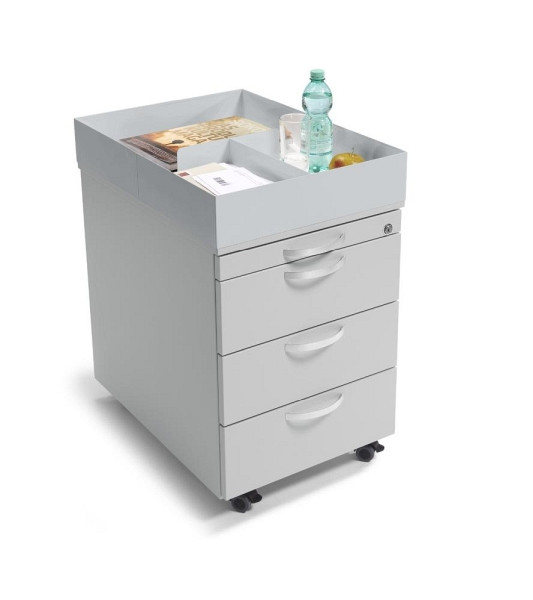 Deskin Aufsatz für Container 600 MODUL, Metall Alusilber AB RAL 9006, B 437 x H 100 x T 600 mm, 331341