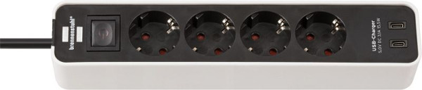 brennenstuhl Steckdosenleiste Ecolor+Schalter, 4-fach USB-C, weiß/schwarz, 1153240126