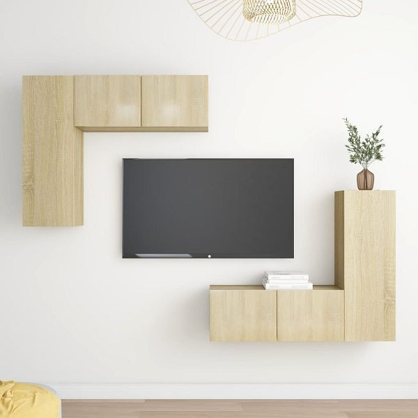 vidaXL 4-teilig TV-Schrank-Set Sonoma-Eiche Holzwerkstoff, 3079004
