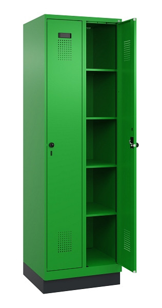 C+P Wäsche-Spind Evolo PLUS, mit Sockel, 2 Abteile, 1950x600x500mm, 6037/6037, Verschluss Drehriegel, Ablageböden 8, 049020-20B S10026