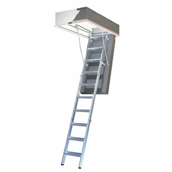 Wellhöfer Bodentreppe AluDrei mit WärmeSchutz WSPH, Deckenöffnung 140 x 60 cm, lichte Raumhöhe 237 - 247 cm, 295000155