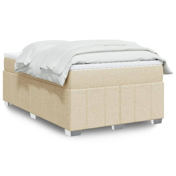 vidaXL Boxspringbett mit Matratze Creme 120x190 cm Stoff, 3285461
