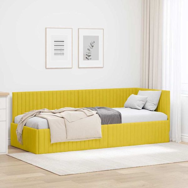 vidaXL Eckbettgestell mit Kopfteil Gelb 80 x 200 cm Samt, 42016252