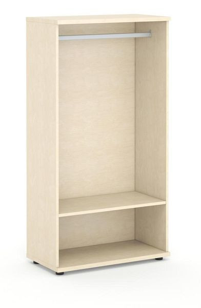 Deskin Offenes Regal OFFICE-LINE inkl. Kleiderstange, Dekor Ahorn Melamin, H 1530 x B 800 x T 420 mm, 353164