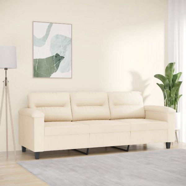 vidaXL 3-Sitzer-Sofa Beige 180 cm Mikrofasergewebe, 359572