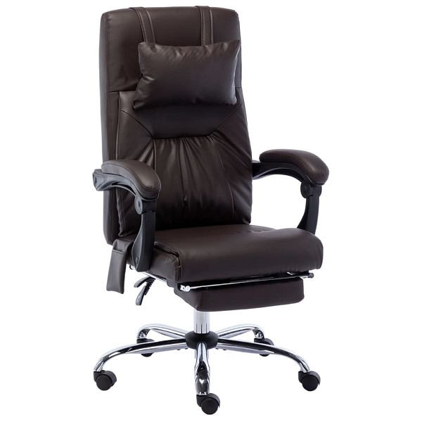 vidaXL Massage-Bürostuhl Braun Kunstleder, Metall, 20297