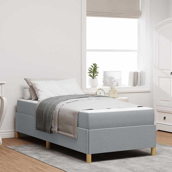 vidaXL Boxspringbett Hellgrau und Braun und Weiß 80 x 200 cm Stoff, 3398892