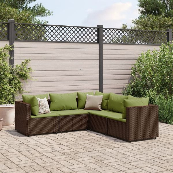 vidaXL 5-tlg. Garten-Lounge-Set mit Kissen Braun Poly Rattan, 3308126