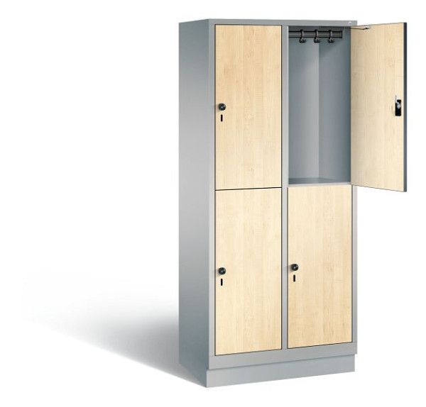 C+P Spind doppelstöckig Evolo, H1800xB810xT500mm, Farbe: Weißaluminium / Dekor Donau-Ahorn, 48320-22 S10458