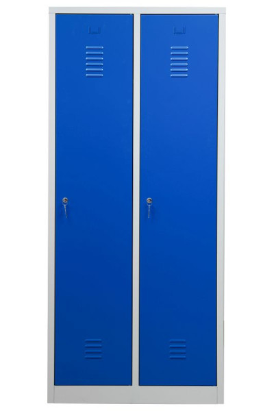 Gürkan Garderobenschrank, 50 x 80 x 180 cm, Lichtgrau, Enzianblau, EU Zylinderschloss, Trennwand innen fest, WRD/2.1880, 104048