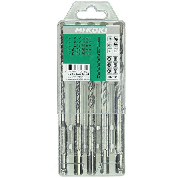 HiKOKI HM-Hammerbohrerset SDS-Plus (5-teilig) 5/6/8/10/12 x 160 mm, 782531