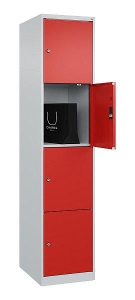 C+P Schließfachschrank Evolo PLUS, 4 Fächer, 1850x400x500mm, 7035/3020, 049000-124 S10005