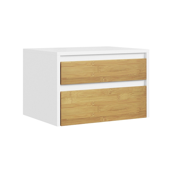 SoBuy Nachttisch in Weiß mit 2 Schubladen, Beistelltisch mit Push-to-Open-Funktion, Kommode aus Spanplatte, 40×30×26 cm, Tragkraft 15 kg, FBT175-E-WN