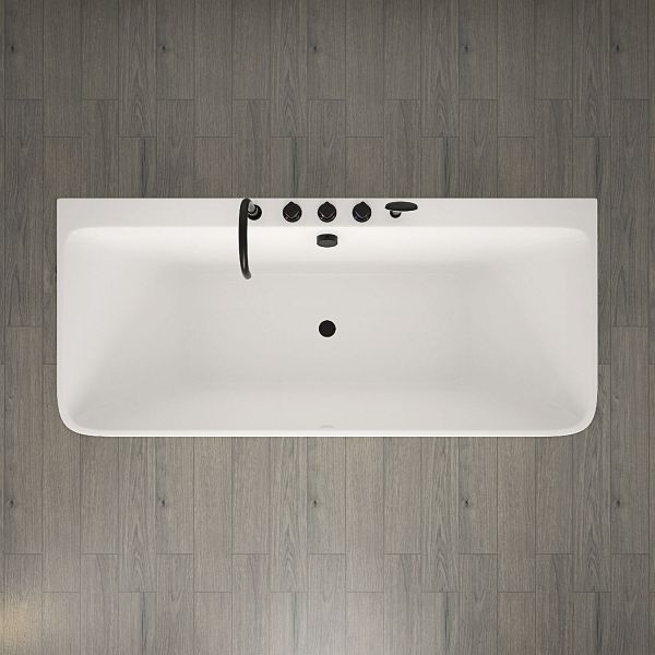 TroniTechnik Badewanne SARIA 170 x 80 x 58 cm, schwarze Armatur, 195 L, Acryl, Siphon, Ablaufgarnitur, Überlaufschutz, weiß, Nostalgielook, 3987