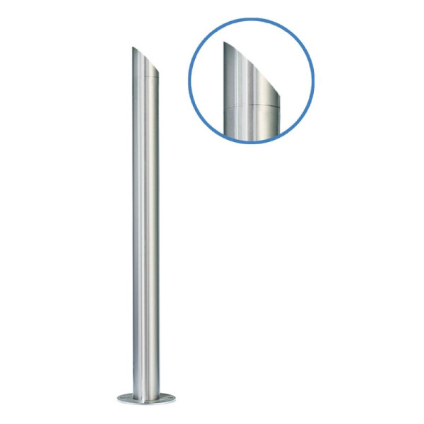 Stein HGS Absperrpfosten -Acero Schrägkopf- (V4A) Ø 76 mm, zum Aufdübeln, umlegbar, mit DK (ohne Schlüssel)/, Schließung oben, glasperlengestrahlt, 13177-gg