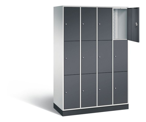 C+P Schließfachschrank Intro, H1950xB1220xT490mm, Farbe: Lichtgrau / Schwarzgrau, 8370-401 S10047