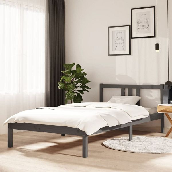vidaXL Massivholzbett Grau 100x200 cm, 814876, 8720286998212