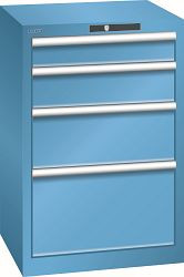 LISTA Schubladenschrank 27x27E (BxTxH) 564x572x850mm AUTO Lock, Lichtblau, 4 Schubladen, Fronthöhe: 100 - 300 mm, 79.380.010.A