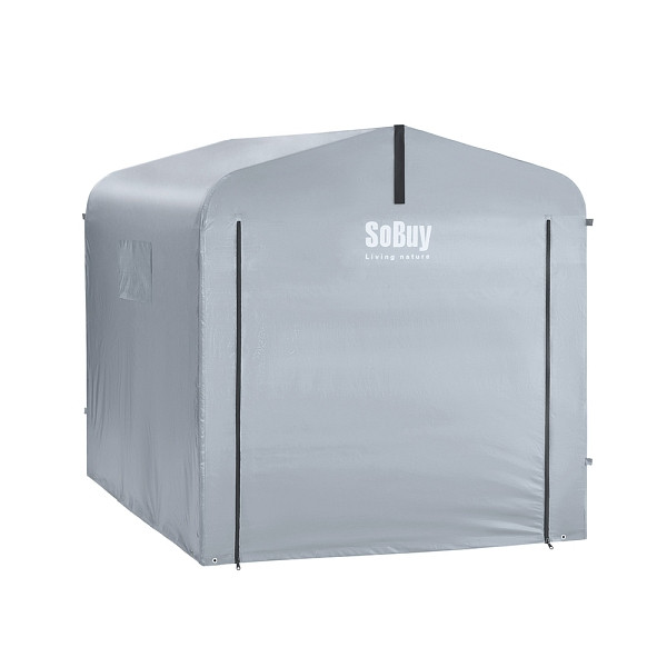 SoBuy Wetterfeste Abdeckplane für Fahrradgarage/Geräteschuppen – UV-Schutz, Regenschutz, Outdoor-Plane (ohne Rahmen), Silber, 159x219x165cm, SDA12-SIL