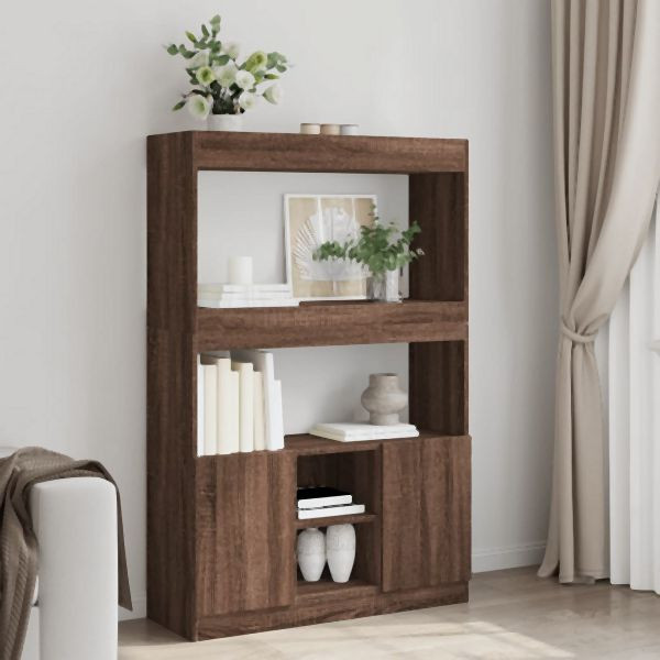 vidaXL Highboard Braun Eichen-Optik 92x33x140 cm Holzwerkstoff, 3309615