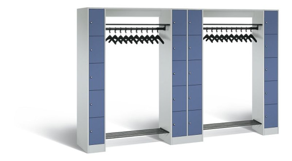 C+P Garderobe Serie 8070, H1950xB2840xT480 mm, Grau/Fernblau, 80730-20 S10013