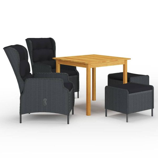 vidaXL 5-tlg. Garten-Essgruppe Dunkelgrau, Akazien-Massivholz, 3067750