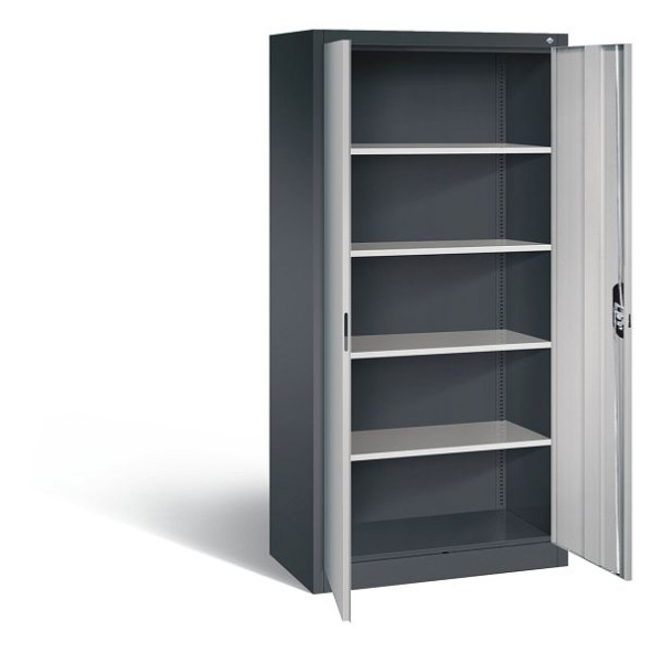 C+P Büroschrank Acurado, H1950xB930xT500mm, Farbe: Schwarzgrau / Weißaluminium, Muldengriff, 5 OH, 9280-000 S10760
