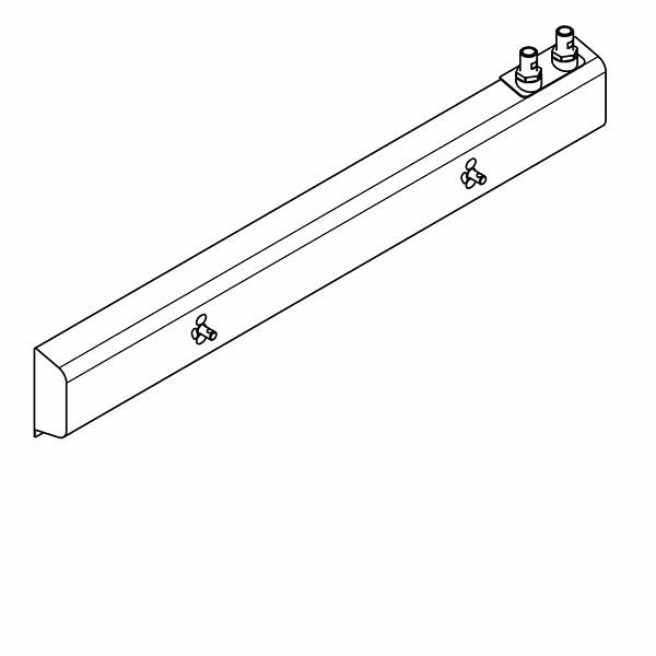 KWC Armatureneinheit, Edelstahl, Wandmontage, 2 Waschplätze, 1200 mm, Wasseranschluss von oben rechts, 2030071429
