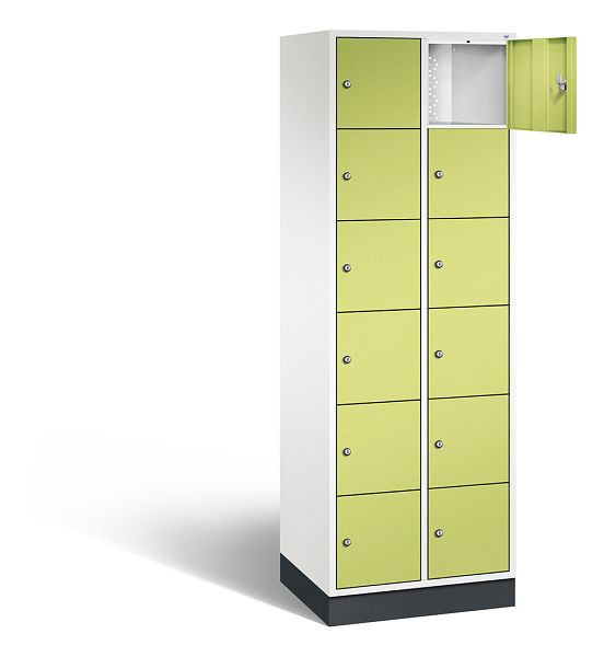 C+P Schließfachschrank Intro, H1950xB620xT490mm, Farbe: Verkehrsweiß / Viridingrün, 8670-201 S10133