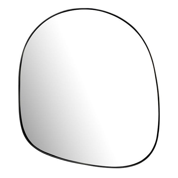 Wohnling Wandspiegel Asymmetrisch 53x60cm Metall Design Hängespiegel Schwarz, Eisen Dekospiegel Unförmig mit Rahmen, Spiegel Wand Groß, WL7.124