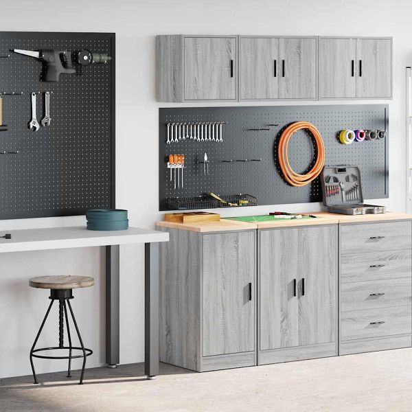 vidaXL Garagenschränke 2 Stk. Grau Sonoma Holzwerkstoff, 3328301