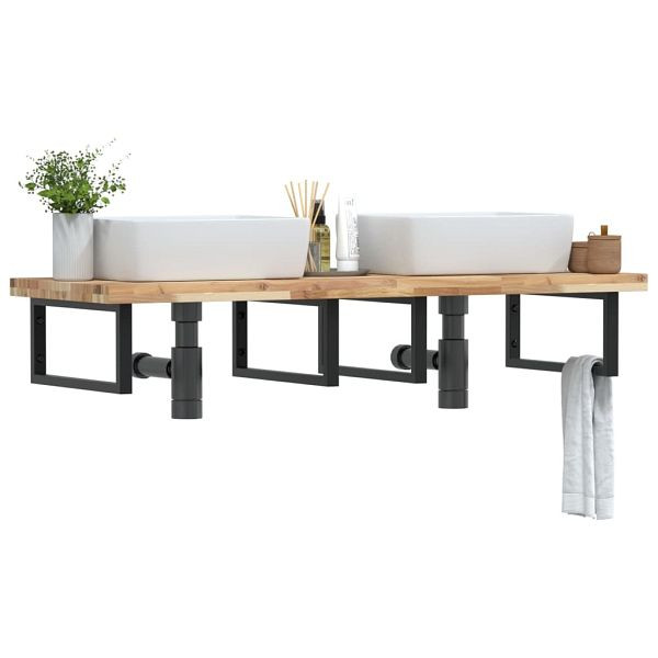 vidaXL Waschbeckenregal Wandmontage Stahl und Akazienholz, 3302821