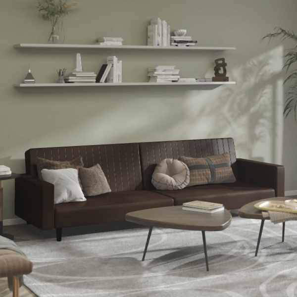 vidaXL Schlafsofa 2-Sitzer Braun Kunstleder, Füllung: Schaumstoff, 375952