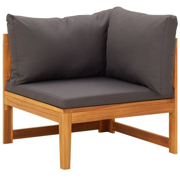 vidaXL Ecksofa mit Dunkelgrauen Kissen Massivholz Akazie, 316320