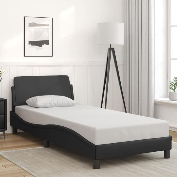 vidaXL Bettgestell Dover Schwarz 90x190 cm Kunstleder, 373323