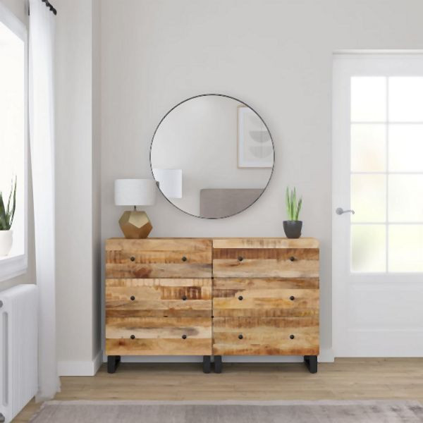 vidaXL Sideboards 2 Stk. 60x33x75 cm Raues Mangoholz, 3143635