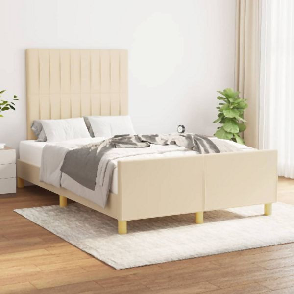 vidaXL Bettgestell ohne Matratze Creme 120x200 cm Stoff, 3125208