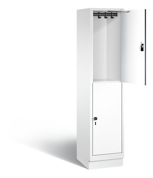 C+P Spind doppelstöckig Evolo, H1800xB420xT500mm, Farbe: Verkehrsweiß / Dekor Weiß, 48320-12 S10107