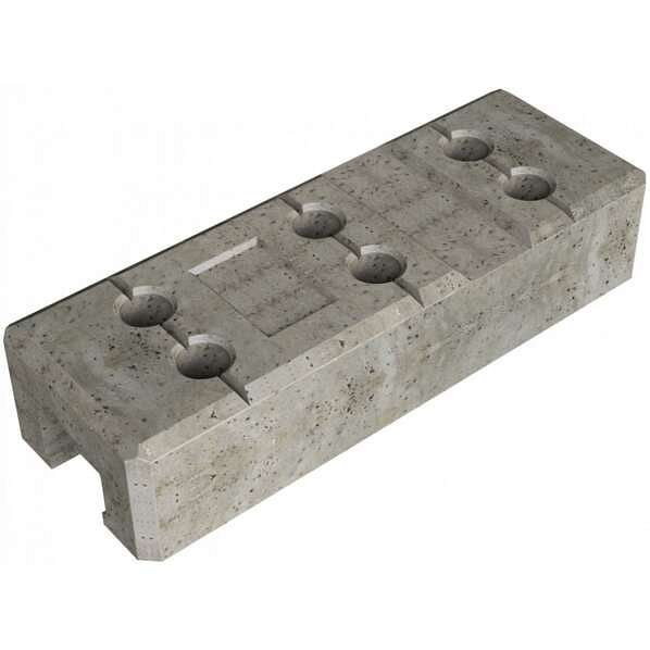 Schake Betonfuß für Bauzaun - 35,5 Kg, mit 6 Löchern zum Einstecken Ø 47 mm, mit Tragegriffen, B: 220 mm, L: 620 mm, H: 130 mm, 3F105