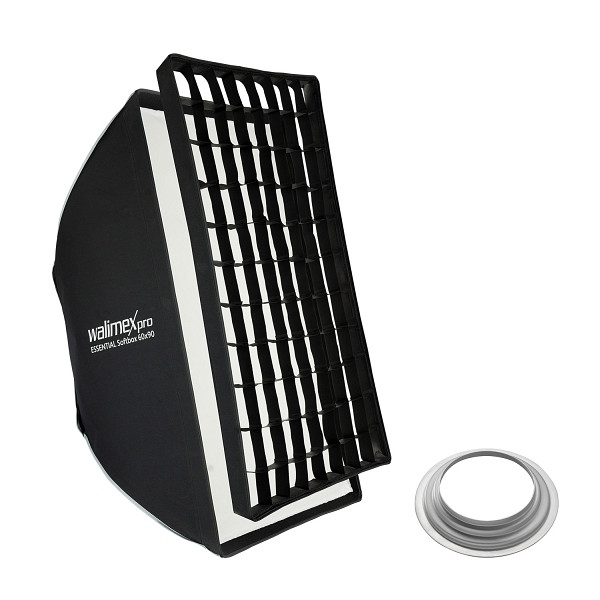 Walimex pro Essential Softbox 60x90cm + Softboxadapter für Hensel Expert, um 360° drehbar, einfacher Aufbau, inkl. Grid, 1023491