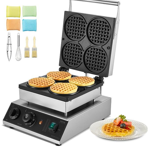 VEVOR Kommerzielle Waffeleisen Waffel Maker, 1750W 4 Stück Runde Waffeln, SYBLSHFBJDPF0EHRRV2