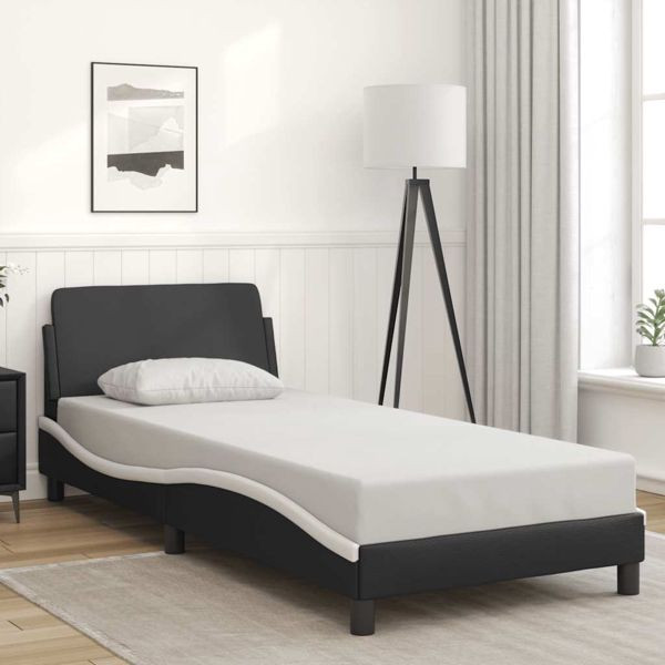 vidaXL Bettgestell Dover Schwarz-Weiß 90x190 cm Kunstleder, 373324
