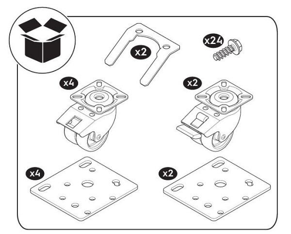 ALPENINOX Rollensatz (6 Stück), Ø in mm: 50, davon 2 mit Feststeller, 402880340