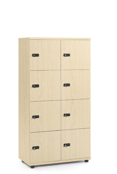 Deskin Schließfachschrank OFFICE-LINE mit 8 Fächern, Ahorndekor, 800 x 420 x 1530 mm, ohne Posteinwurf, 2 Abteile, Korpus: Ahorndekor, 289959