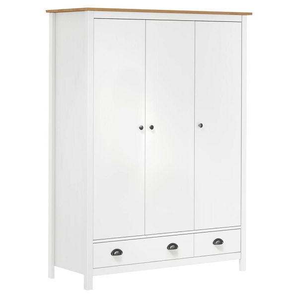vidaXL Kleiderschrank mit 3 Türen Hill Weiß 127x50x170 cm Kiefernholz, 288954