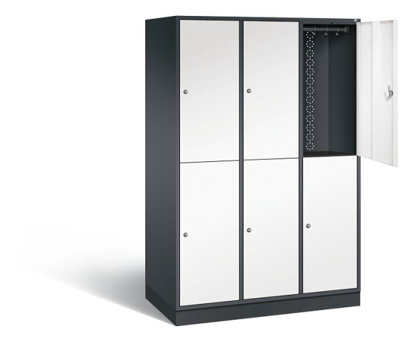 C+P Spind doppelstöckig XL Intro, H1950xB1220xT590mm, Farbe: Schwarzgrau / Verkehrsweiß, 8270-303 S10066